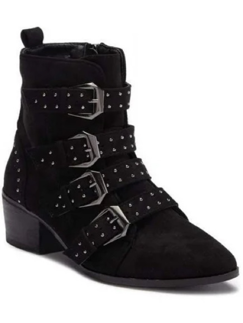 Catherine Malandrino Patsy Black Studded Buckle Ankle Boots